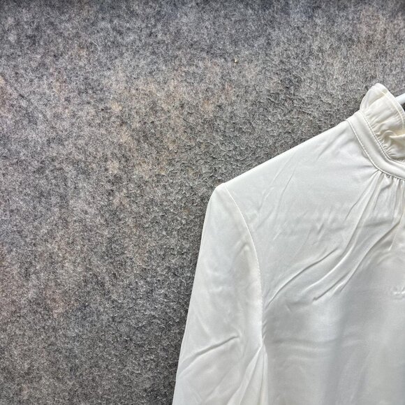 Kobi Halperin Shirt Womens Small White Silk Blend Ruffle Neck Cuff Blouse - Picture 9 of 11